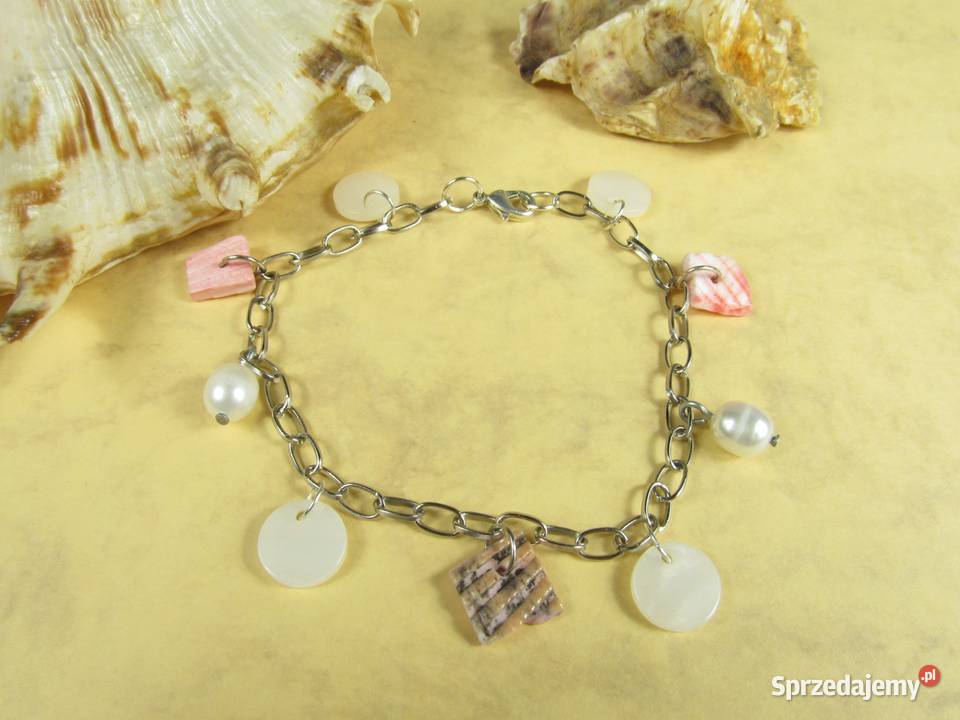 Naszyjnik bransoletka kolczyki zestaw biały róż Katowice