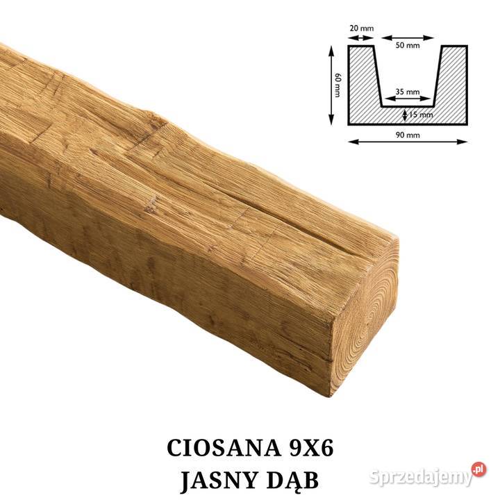 Belka Rustykalna Ciosana 9x6 JASNY DĄB małopolskie