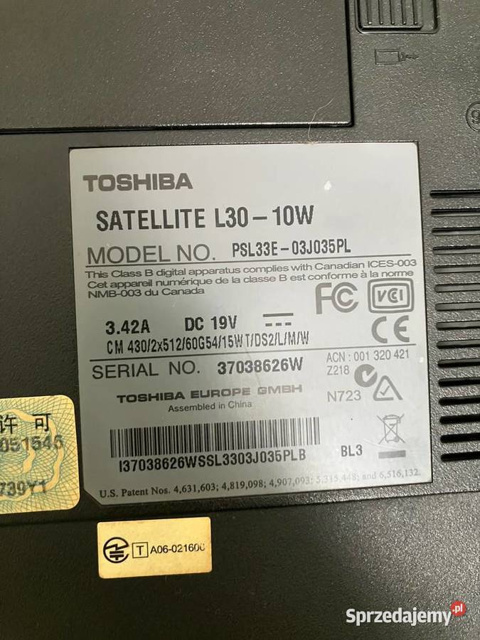 Stary ale jary Laptop Toshiba Satellite L30 10W podkarpackie Nisko