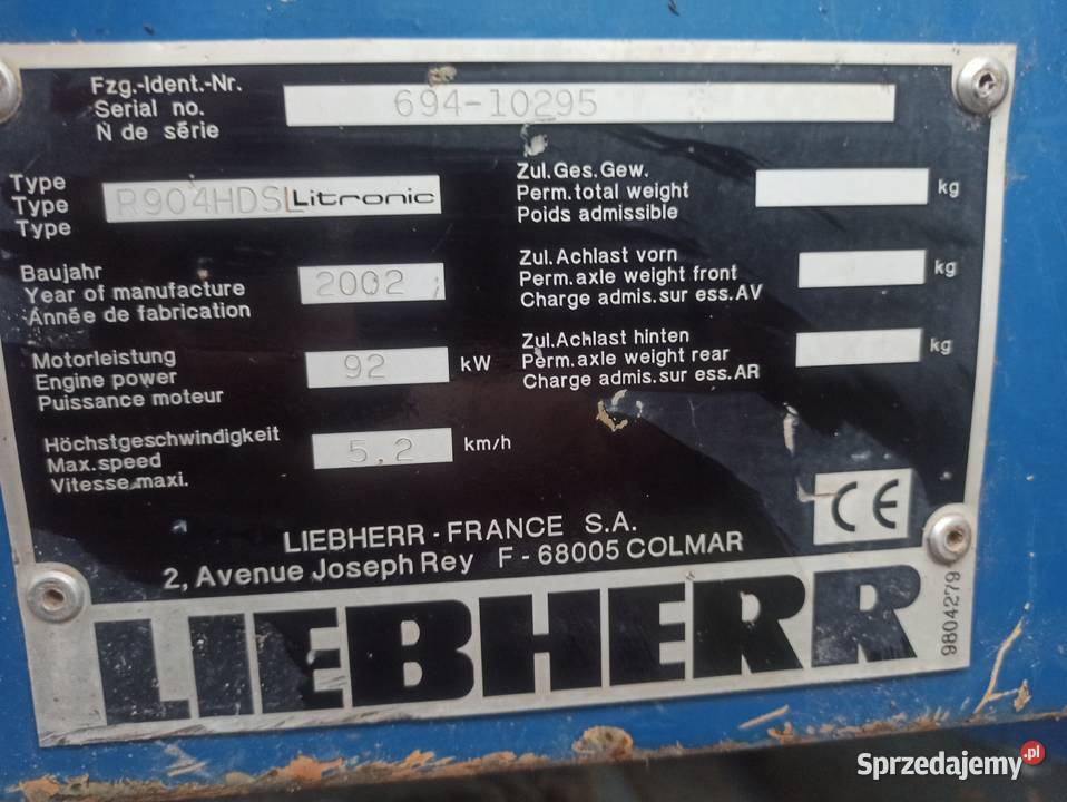Koparka gąsienicowa Liebherr R904HDSL Litronic lubelskie Chełm