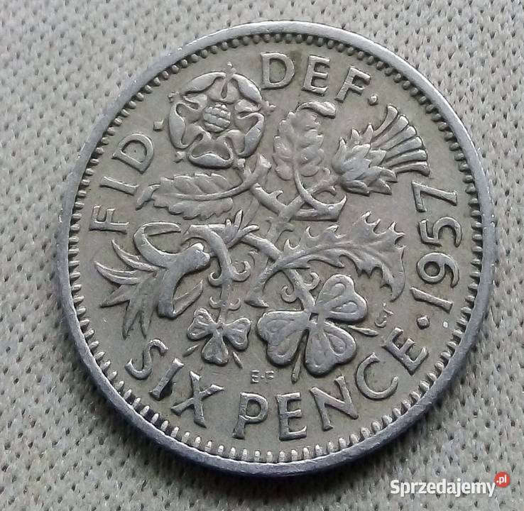 WIELKA BRYTANIASIX PENCE1957 r Antyki, Sztuka, Kolekcje Legionowo