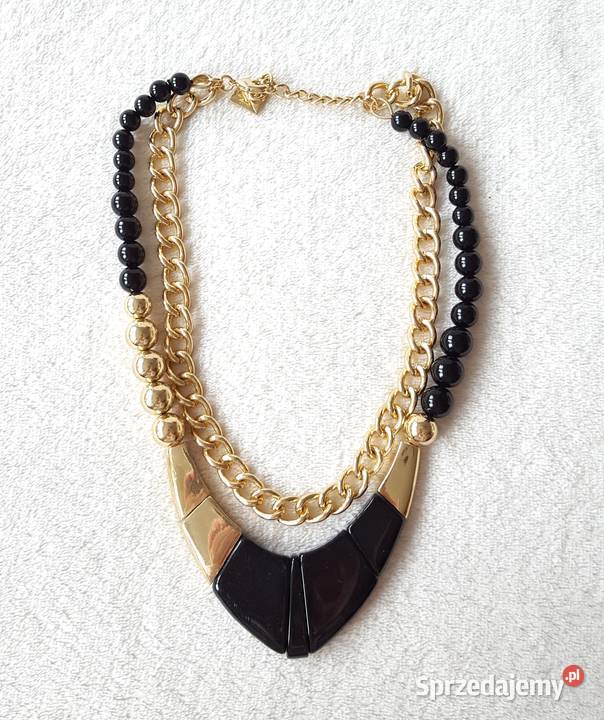 Naszyjnik kolor złoty czarny duży kolia Szczecin