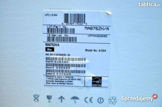 Komputer Apple iMac 20 alu Core2Duo 20GHz 3GB 25 Łuków