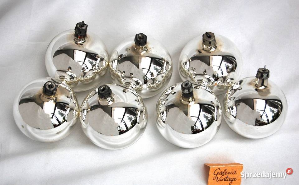 Stare bombki szklane srebrne 7 6 PRL vintage sprzedam