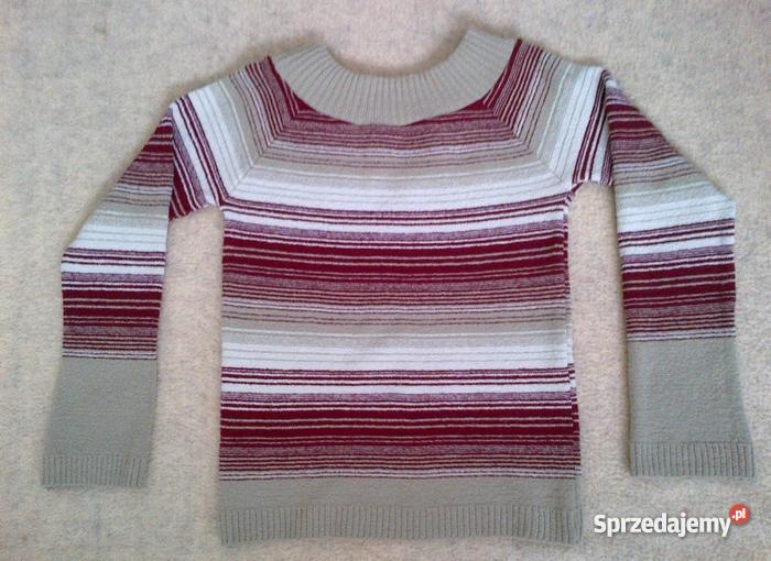 SWETER DAMSKI 36 S BEŻ BORDO 3/4 Strzegom