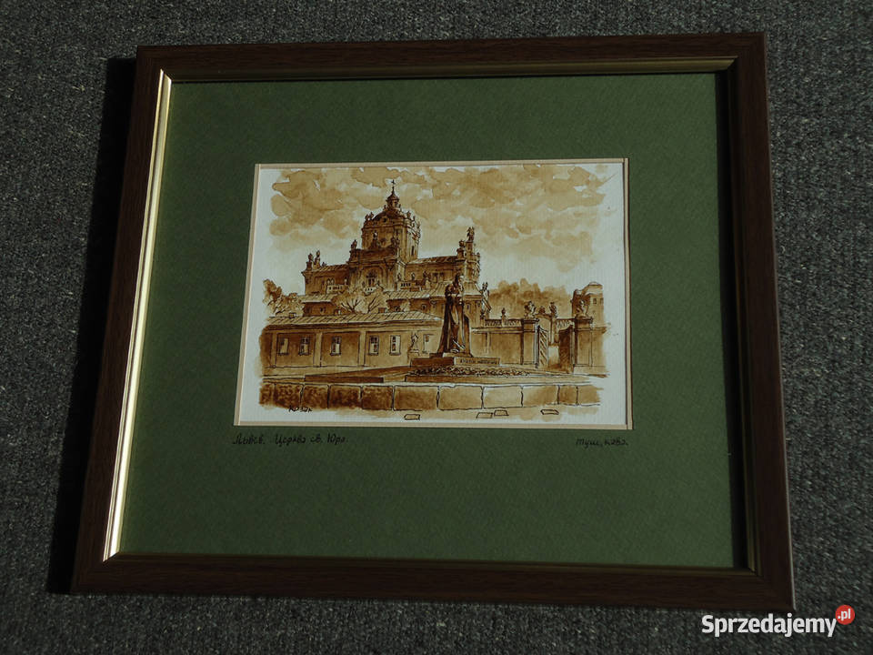 Grafika Lwów Katedra Św Jura Pomnik Szeptyckiego Malarstwo mazowieckie Warszawa sprzedam