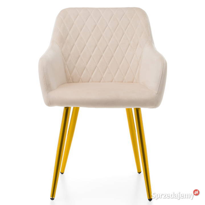 Beżowe Krzesło Todi Złote Nogi Wysyłka 24H Tarchały Małe sprzedam