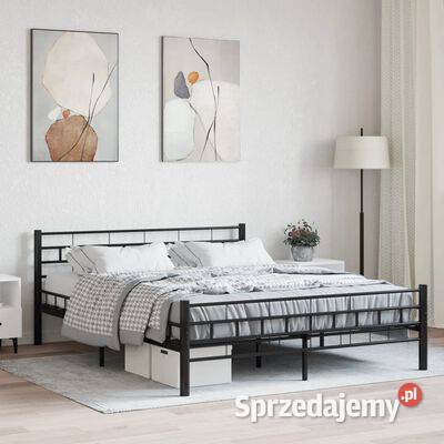 vidaXL Rama łóżka czarna stalowa 160 x 200 mazowieckie Warszawa
