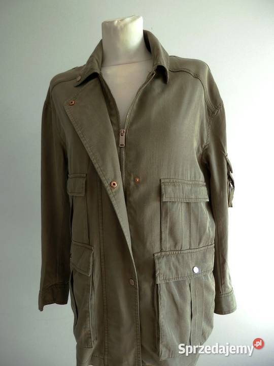 Kurtka Lekka w stylu Military Oliwkowa Lyocell Łomża
