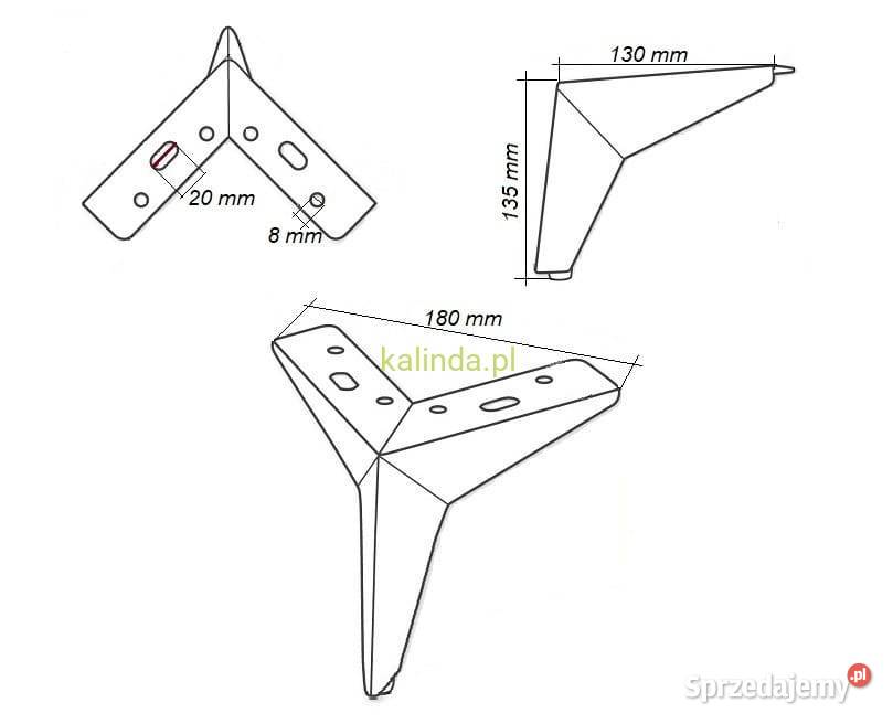 Gwiazda noga meblowa metalowa h135 czarna Nogi i nóżki Meble Wrocław