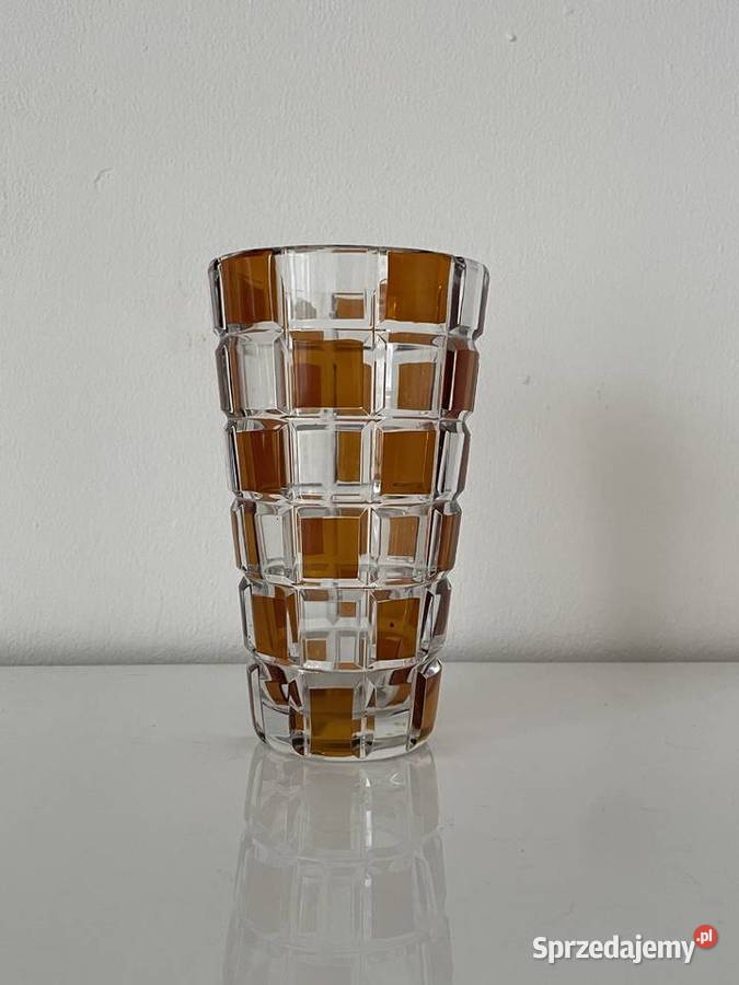 Wazon kryształowy szachownica vintage PRL