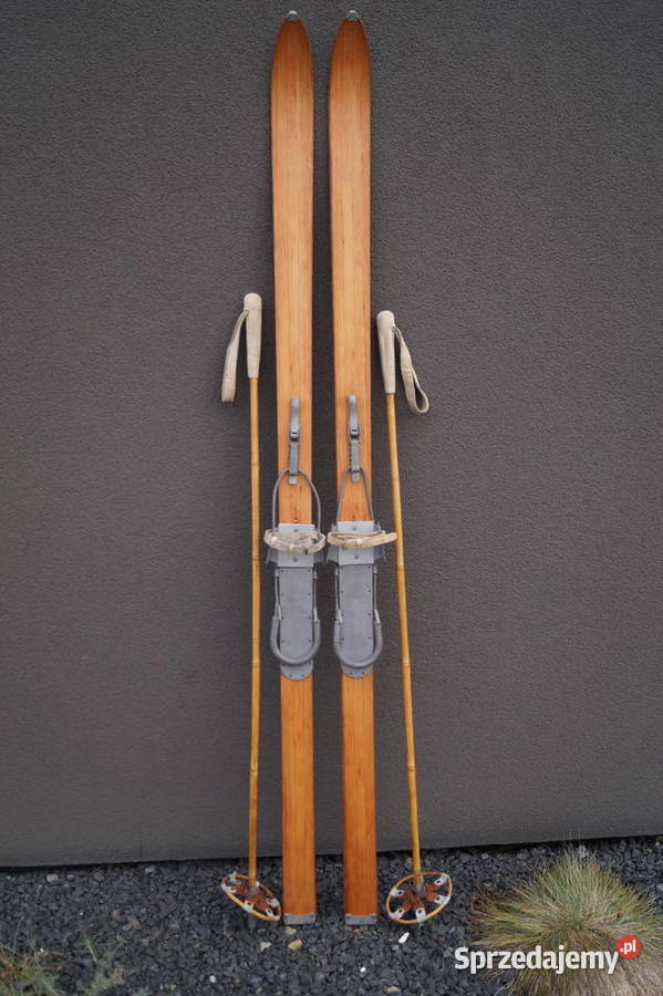 Stare narty drewniane 180 kijki Pruchnik