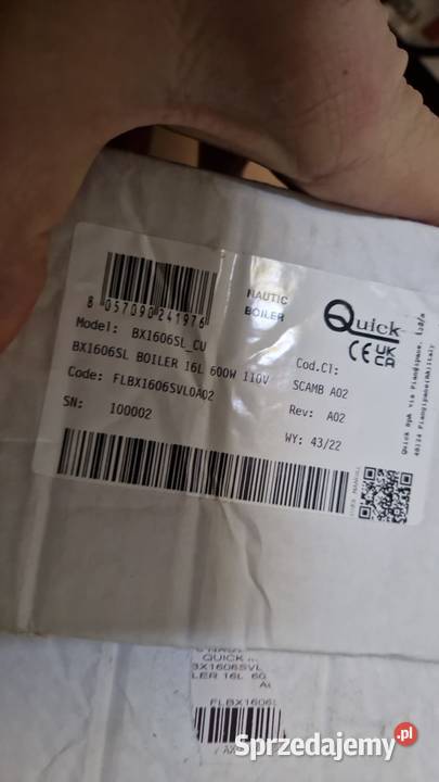 Bojler Quick 16L BX1606SL 110V jacht łódz Giżycko
