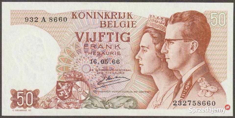 BELGIA 50 FRANKÓW 1966 STAN BANKOWY UNC Łódź sprzedam