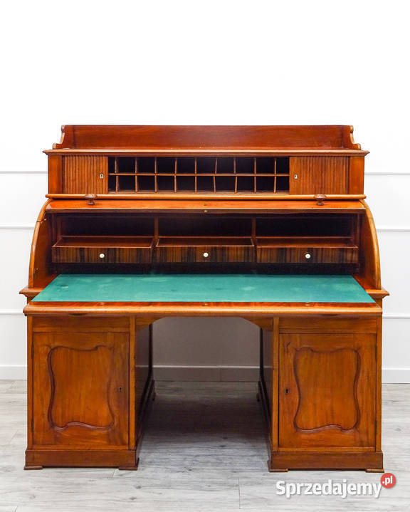 SEKRETARZYK cylindryczny drewniane biurko ORZECH wielkopolskie