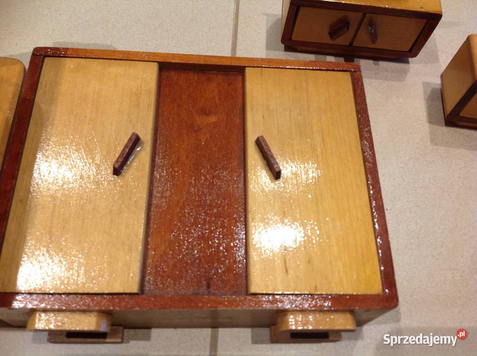 Mebelki Drewniane Vintage Lalek Sypialnia lata Nowa Sól