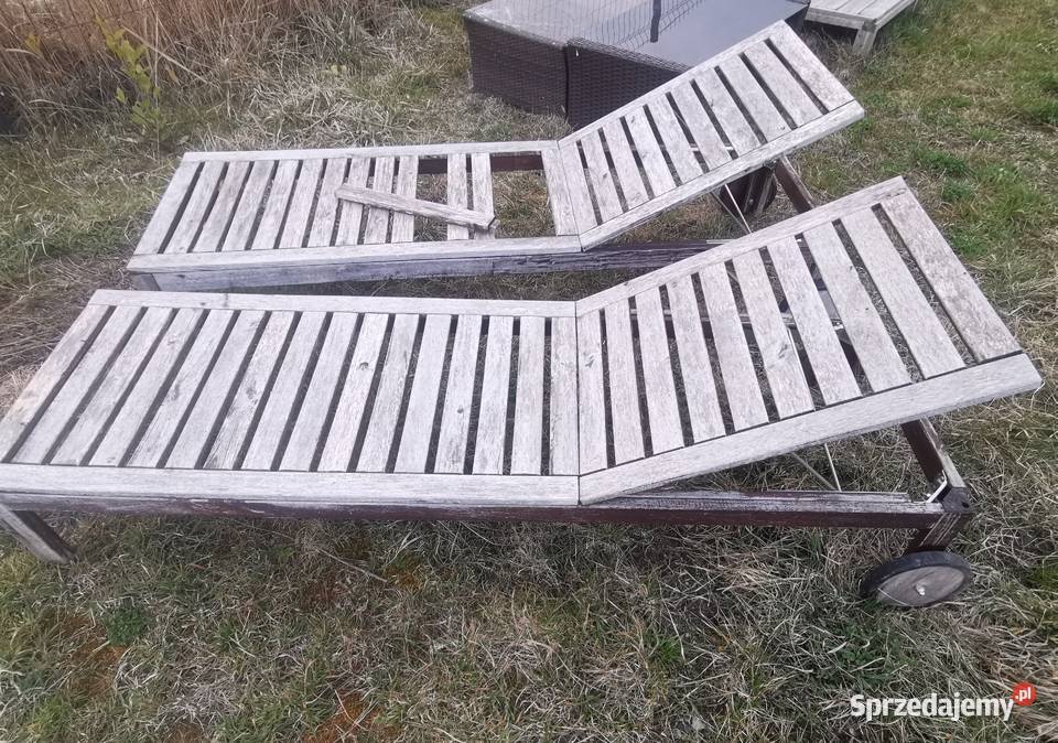 Leżaki drewniane na kółkach druga sztuka i Dzierżoniów