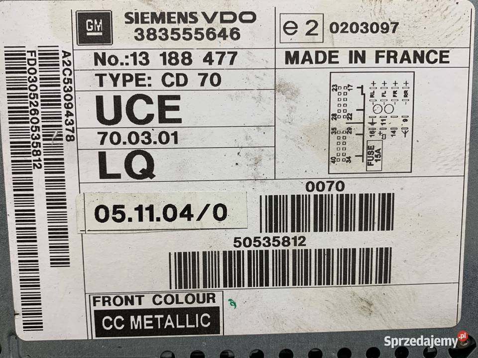 RADIO OPEL VECTRA C 13188477 0209 ODTWARZACZ osobowe