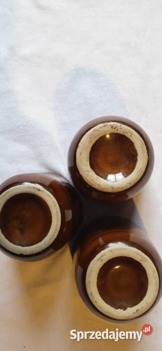 Ceramiczne szkliwione kubeczki Pruszków PRL Koźminek