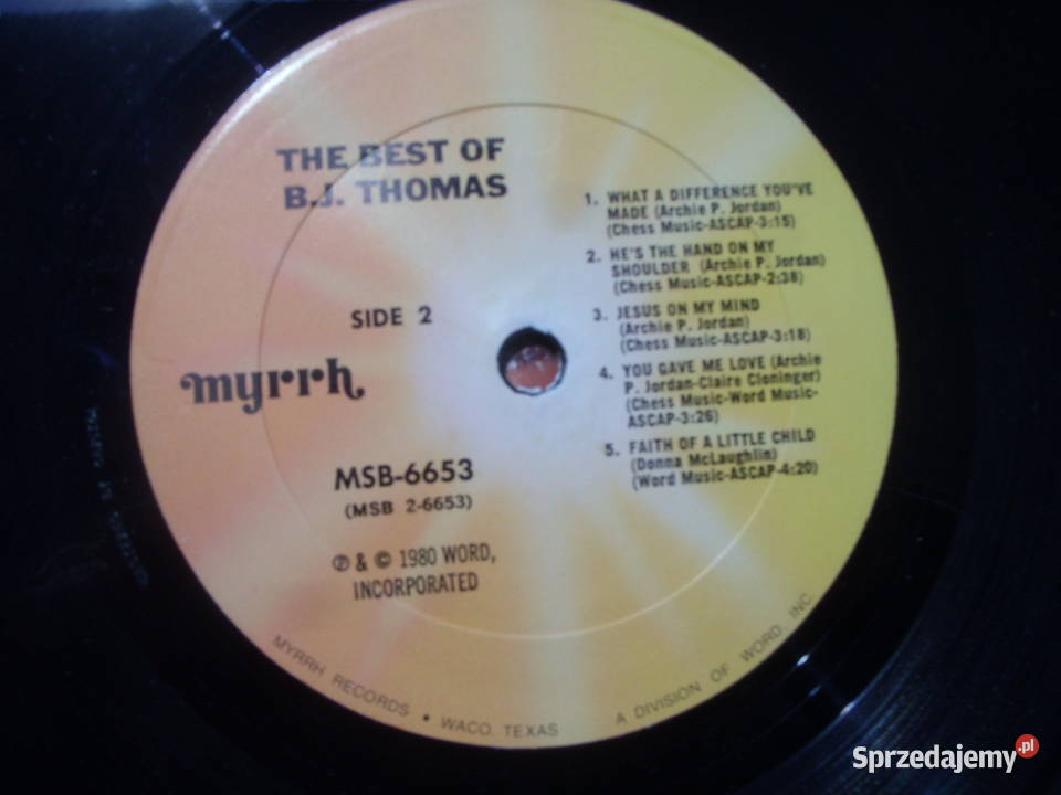 ROCK LP THE BEST OF BJ THOMAS USA 1980 płyta winylowa Wołów