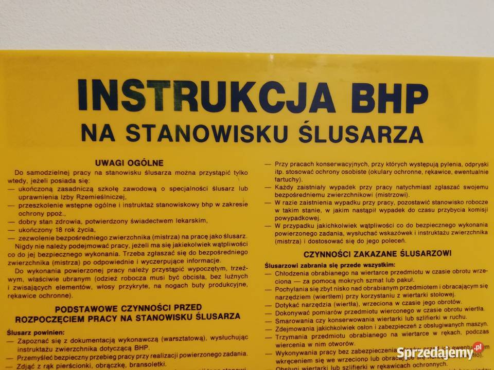 Tabliczka BHP z epoki PRL Warszawa
