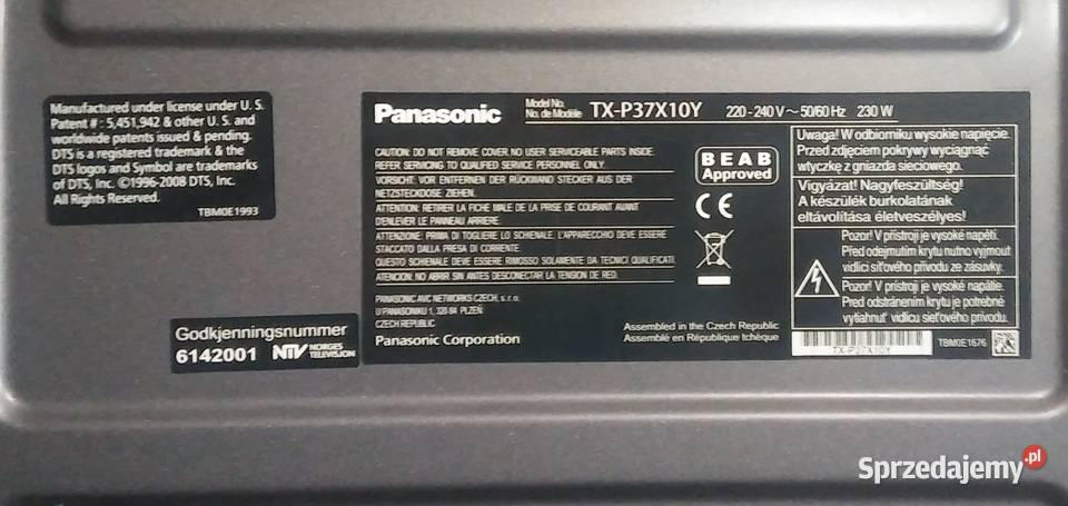 Telewizor plazmowy Panasonic TXP37X10Y