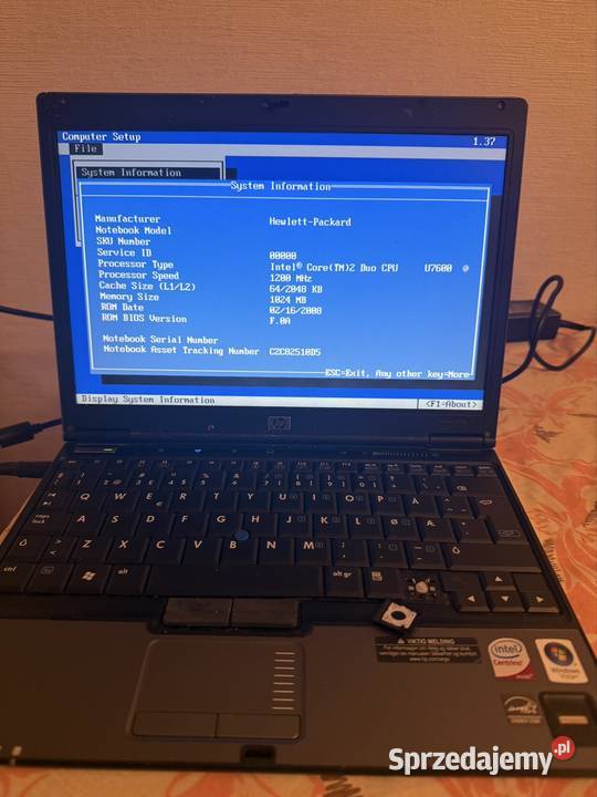 Laptop HP Compaq 2510p NA CZĘŚCI uszkodzony Łódź