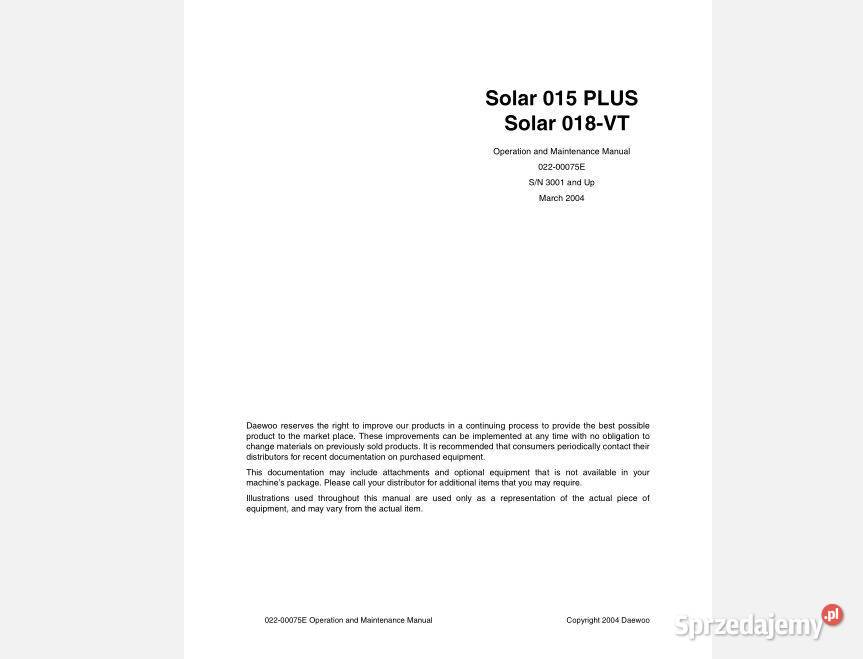 Daewoo Solar 015 PLUS Solar 018VT instrukcja Kultura i Rozrywka świętokrzyskie Kielce