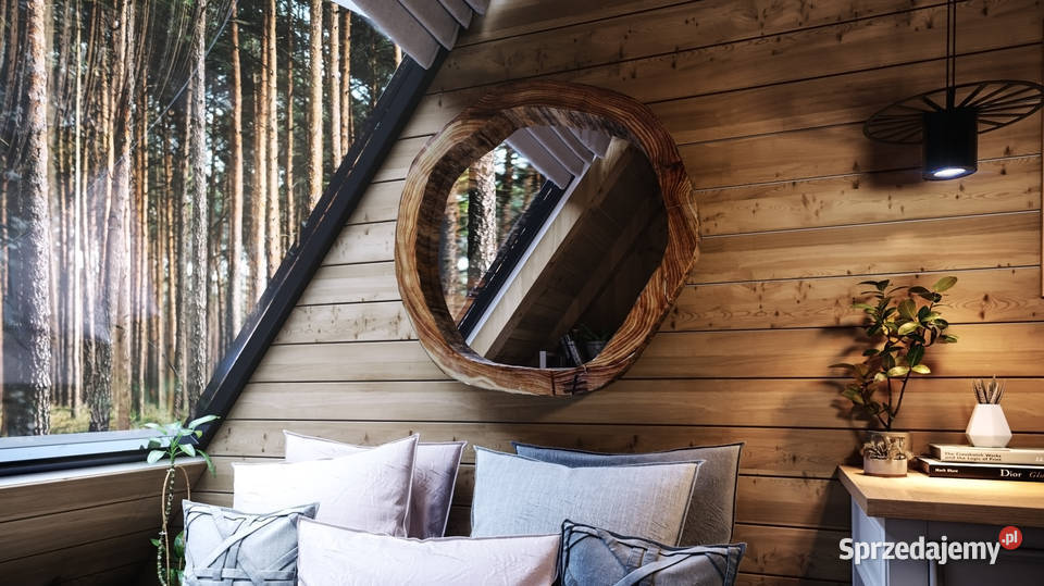 nowoczesne lustro do łazienki drewno owal Dom i Ogród