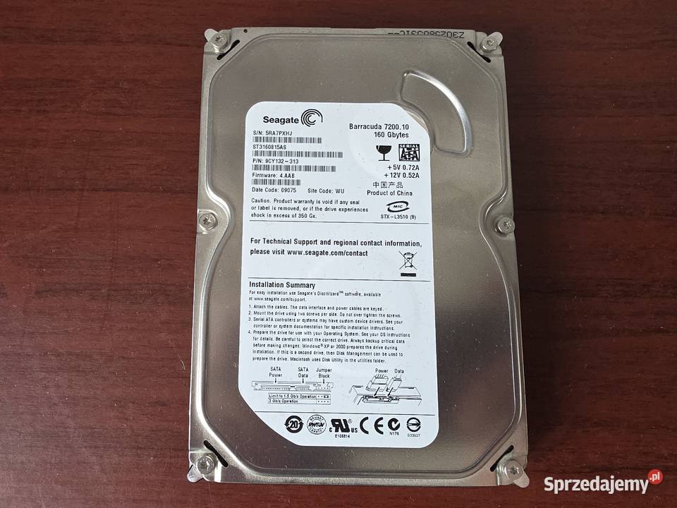 Dysk HDD 160GB Seagate Barracuda 720010 7200rpm Łódź