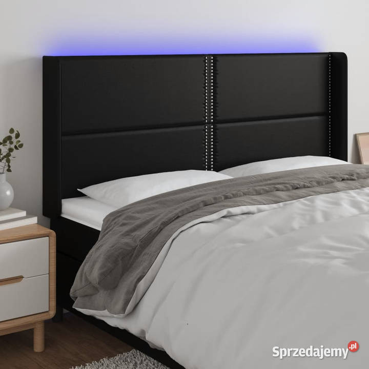 Zagłówek do łóżka z LED czarny 163x16x118128 Ramy i stelaże sprzedam