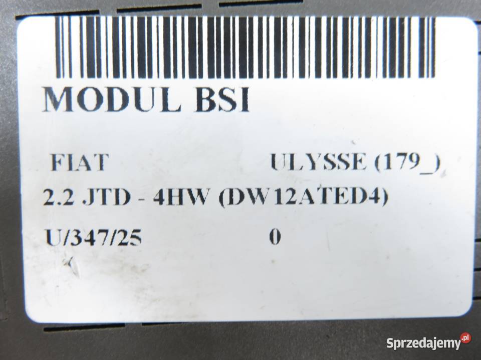 BSI FIAT ULYSSE 22 JTD 9649477480 osobowe Układ elektryczny, zapłon