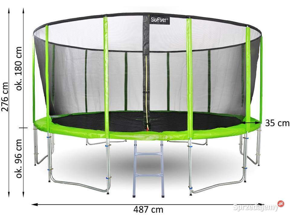 Trampolina ogrodowa SKYFLYER RING 2w1 487 16FT Wiśniowa