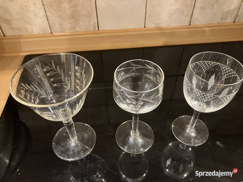 Zestaw 3 stara kryształowe kieliszki do wina Warszawa