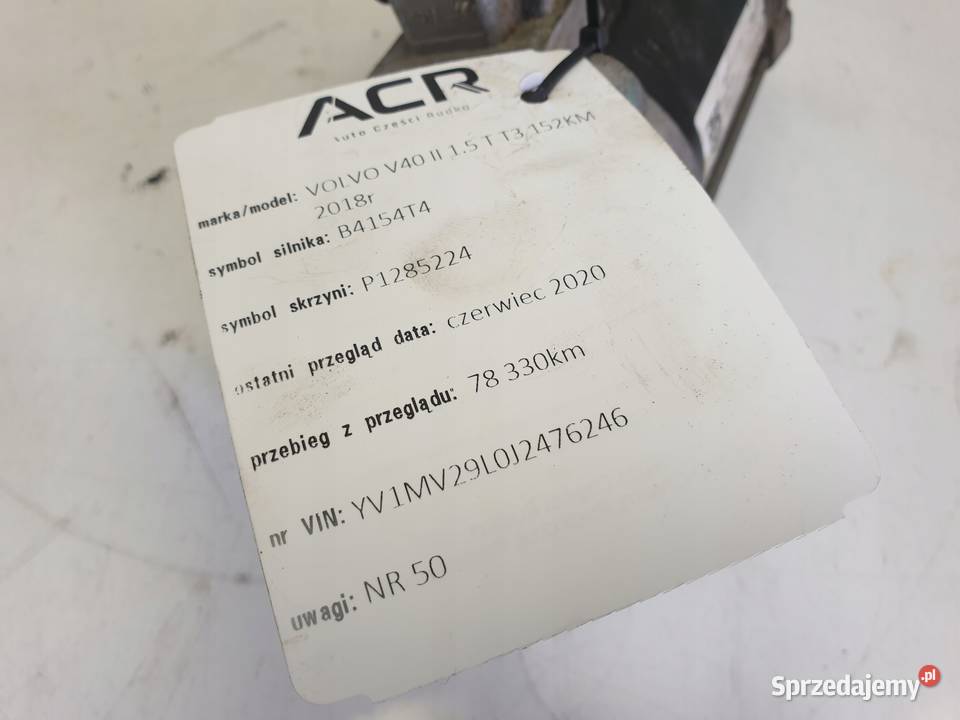 ROZRUSZNIK Volvo V40 II 15 T turbo ROZRUSZNIK Rudka