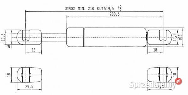 Sprężyna gazowa L5195 mm 200N Stabilus CA490768 Kamionna