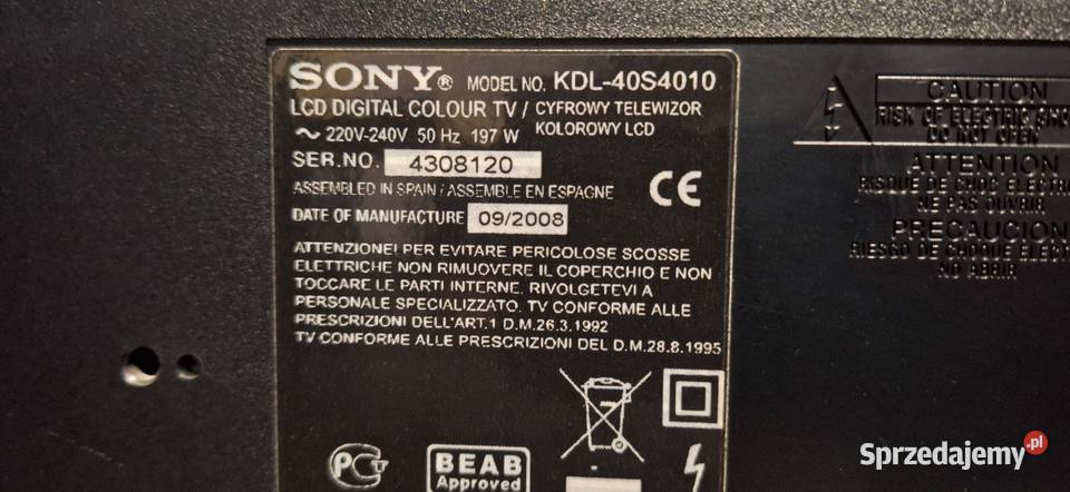 Telewizor Sony Bravia 40 KDL40s4010 Euro warmińsko-mazurskie Elbląg