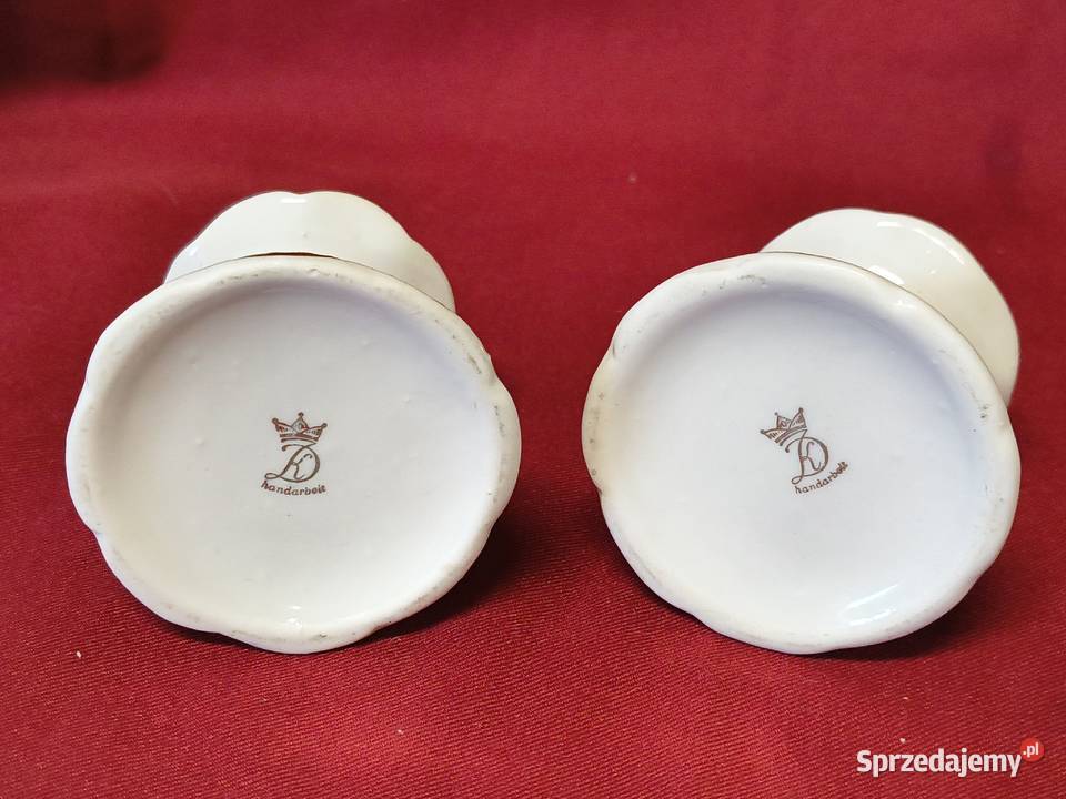 Porcelanowe świeczniki vintage Niemcy handarbeit
