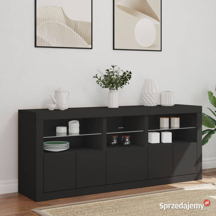 Szafka z oświetleniem LED czarna 162x37x67 Pozostałe mazowieckie Warszawa