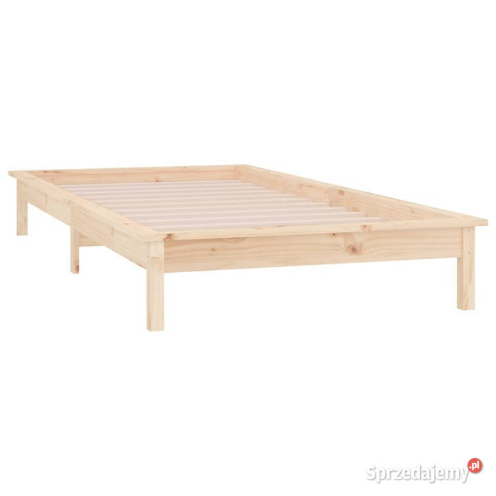 Rama łóżka z LED pojedyncza lite drewno 90x190 26cm Łóżka Warszawa