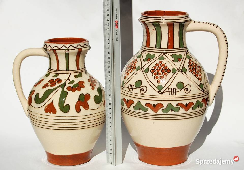 Stary dzban gliniany malowany bułgarski Bułgaria wielokolorowy Lublin