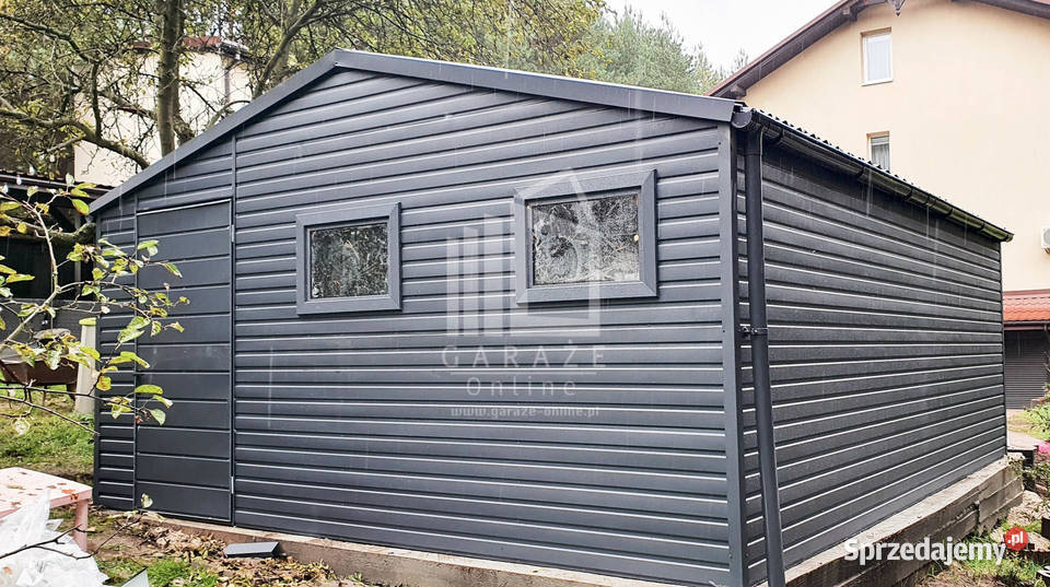 GARAŻ BLASZANY 5m x 5m blachodachówka Brama 3x