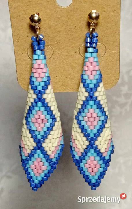 KOLCZYKI ROŻKI NIEBIESKORÓŻOWOECRU Zegarki i Biżuteria Wrocław sprzedam