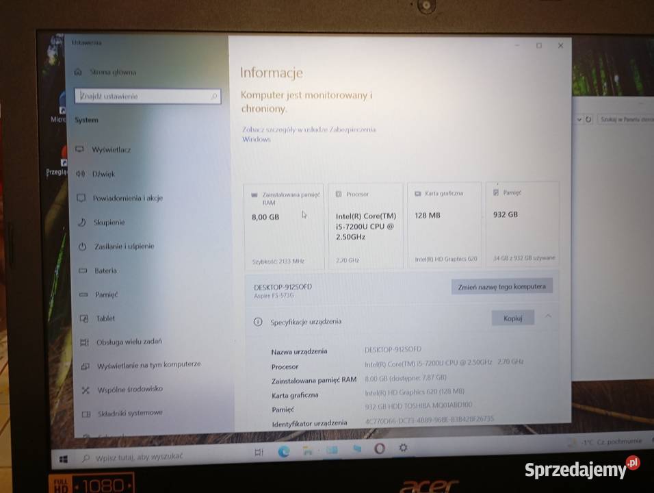 Laptop Acer aspire f5 573 g 8GB Kielce