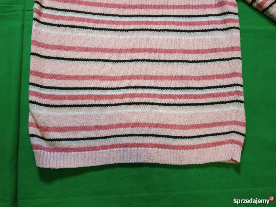 Bluzka Berkertex w kremoworóżowoczarne paski szary/srebrny Warszawa