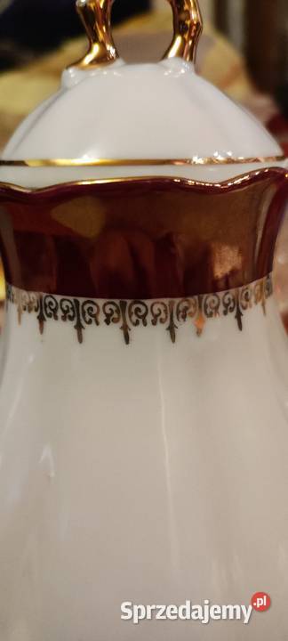 Niewielki zgrabny dzbanek biel bordo złoto Wrocław