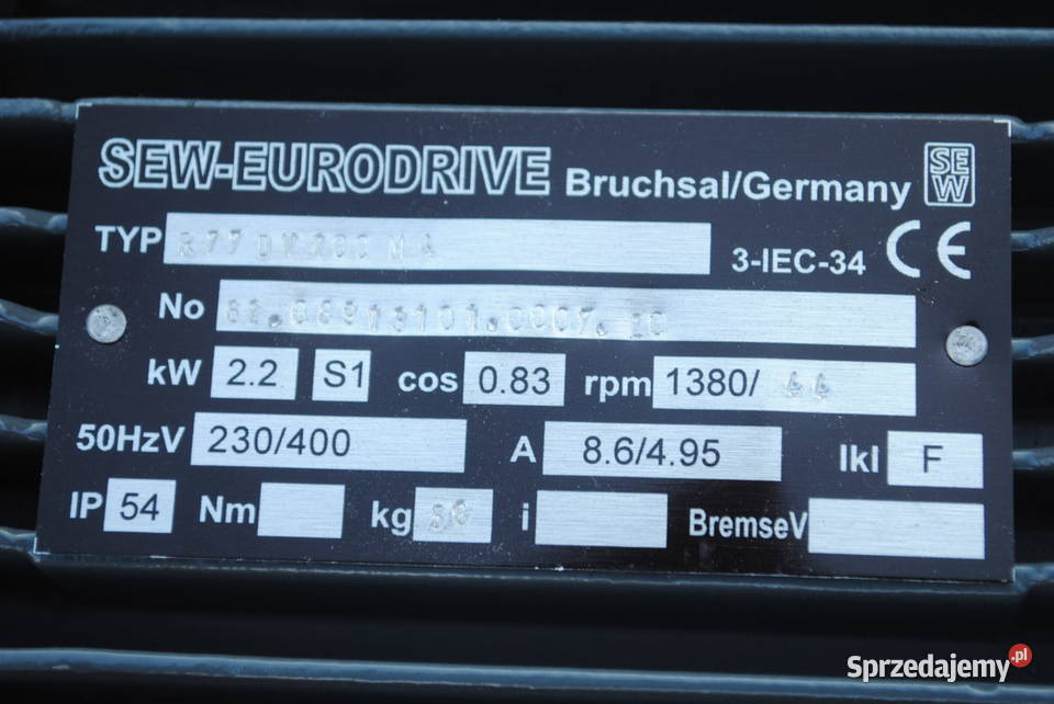 Motoreduktor 22kw 44obrmin SEW R77DV100M4 sprzedam