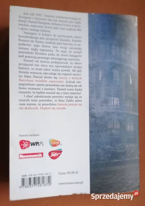 Więzień nieba autor Carlos Ruiz Zafon Łódź sprzedam