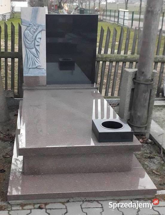 Nagrobekgrobowiec Bohus czerwony rzeźba Jezusa