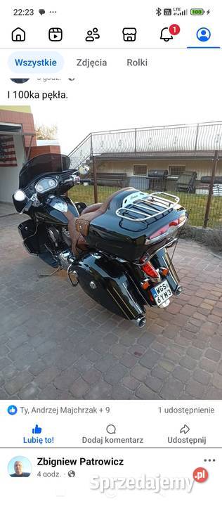 Sezon jeszcze trwa kup Indiana Roadmastera Rok produkcji 2016 Motocykle, skutery, quady Gostynin